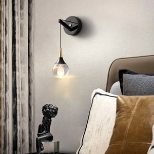 Nouvelle arrivée Applique d'allée en acier inoxydable Applique murale en cristal moderne de luxe Led Applique murale de chevet noire - Product Image 6