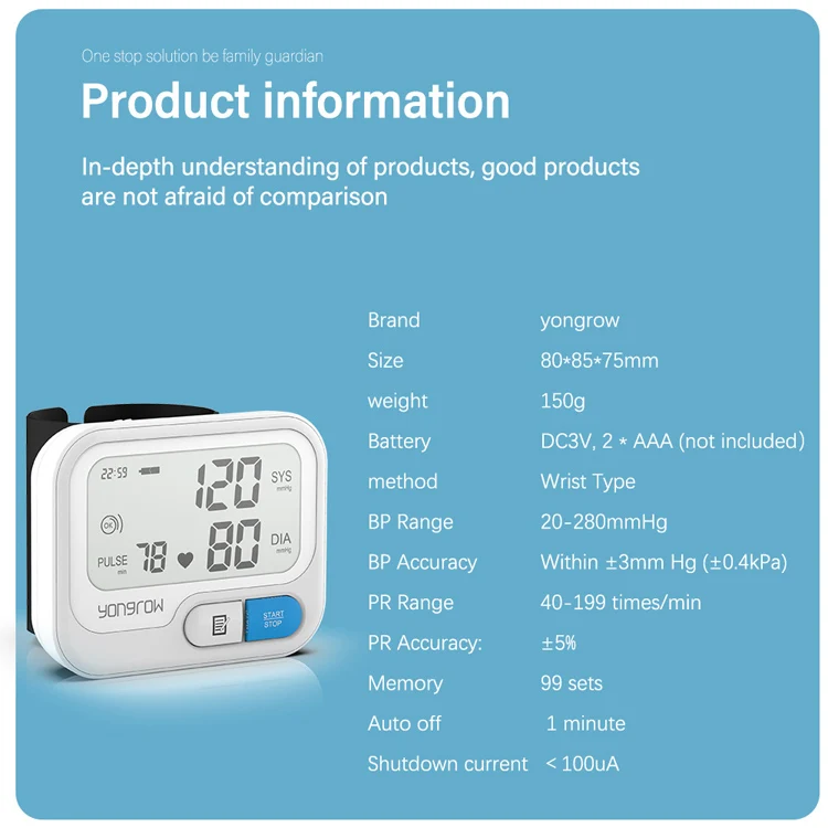 Yongrow Factory Digital Heart Rate Watch bp automatic digital Portable wrist blood pressure monitor