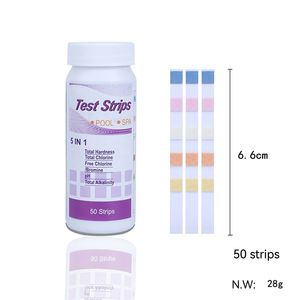 Tiras Reactivas 5 en 1 <span class=keywords><strong>para</strong></span> Piscinas y Spas, 50 Unidades, Resultados Rápidos, Dureza Total, <span class=keywords><strong>Cloro</strong></span> Libre/Bromo, pH 6.2-8.4 - Product Image 2