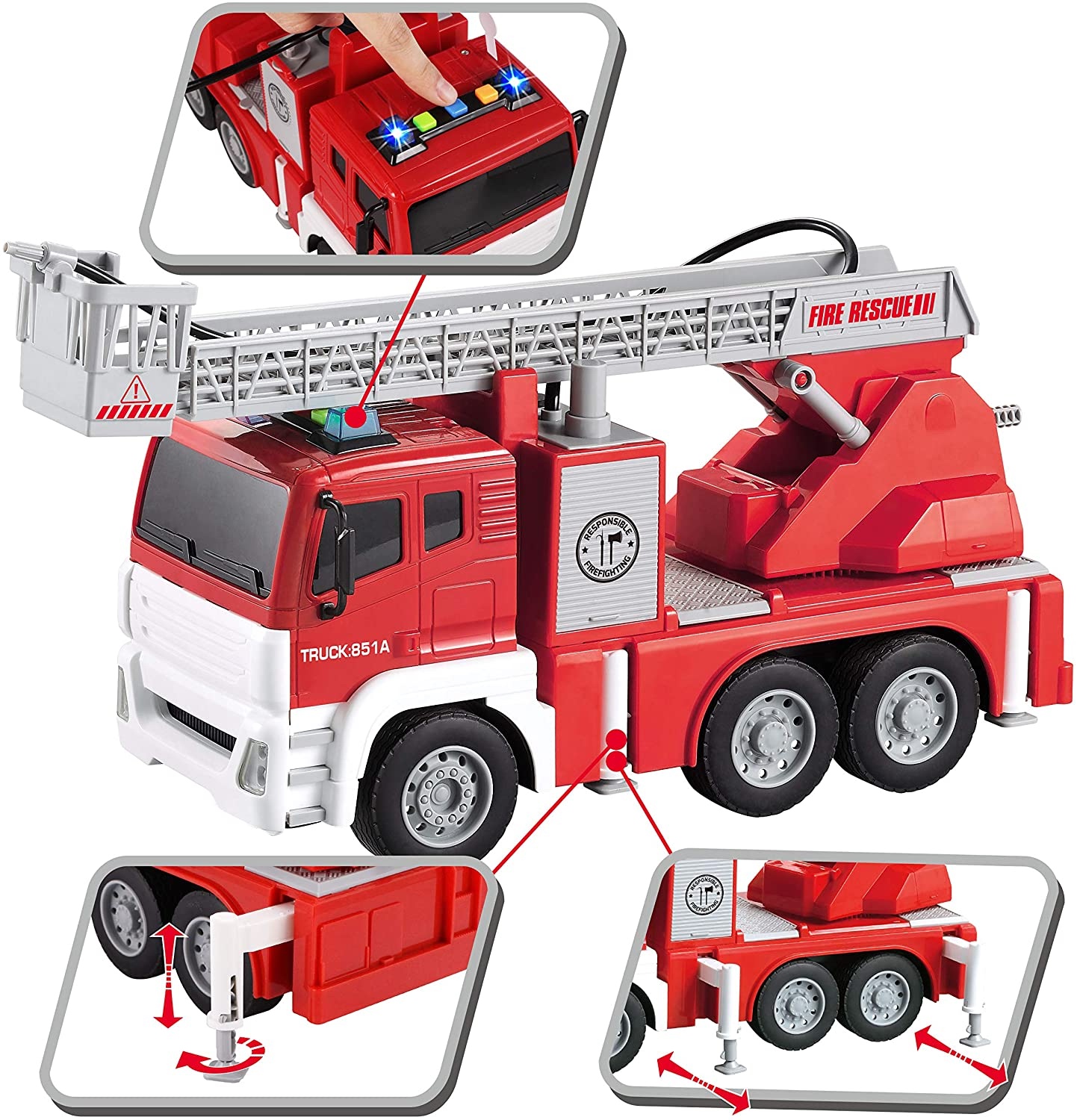 Grand Camion De Pompiers Joustra à Friction 37 Cm - Rouge France