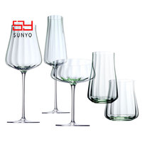 SUNYO Gobelets à vin en cristal coloré 18oz, design unique automnal, verrerie de luxe multicolore, verres à pied pour la dégustation et coffret cadeau