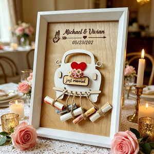 Cornice Portafoto e Portasoldi a Forma di <span class=keywords><strong>Auto</strong></span> Personalizzata con Incisione, Nome e Data di Coppia, Portasoldi Personalizzato per Matrimonio - Product Image 2