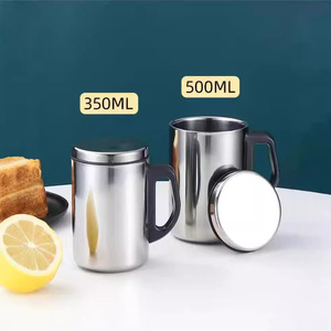 Gobelet en acier inoxydable avec couvercle et poignée, double couche, épaissi, isolant thermique, pour étudiants et enfants - Product Image 4