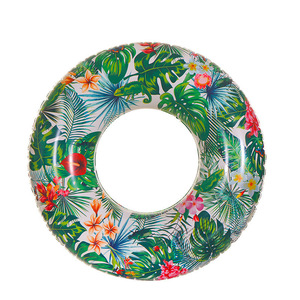 Inflatable Tropical Jungle Print Swimming Ring 120cm Thickened Water Float Adult Swim Ring For Pool Beach Fun - Product Image 4