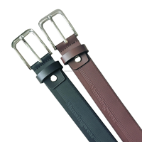 Ceinture en cuir de vachette décontractée pour homme, personnalisée, avec boucle à ardillon en alliage, écologique, largeur 3,5 cm, design fin de luxe, logo embossé