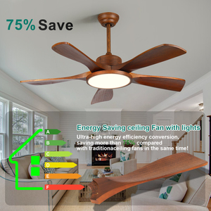 Ventilateur de plafond en bois de 42 pouces avec lumière LED, 5 pales, moteur DC, télécommande pour maison et hôtel - Product Image 4