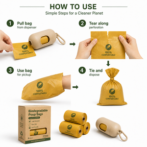 Robuste Biologisch Abbaubare Hundekotbeutel Auslaufsicher Leicht Reißbare Nachfüllrollen für Parks, Reisen und den Hausgebrauch - Product Image 4