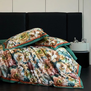 Linge de lit en coton imprimé à longues fibres vertes <span class=keywords><strong>draps</strong></span> plats haut de gamme Textile de maison housse de couette Sabanas taies d'oreiller ensemble de literie - Product Image 6