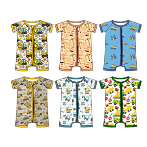Pijamas de Verano Personalizados con Estampado de Camiones, 95% Algodón, 5% Elastano, Ropa para Niños, Pijamas con Cierre para Bebés, Ropa para Recién Nacidos - Product Image 2