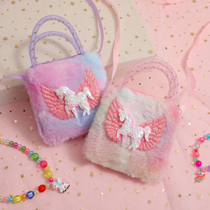 <span class=keywords><strong>Borsa</strong></span> a Tracolla Singola in Peluche a Forma di <span class=keywords><strong>Unicorno</strong></span>, Piccola <span class=keywords><strong>Borsa</strong></span> a Tracolla per Bambini, Portafoglio Quadrato da Asilo per Bambine - Product Image 3