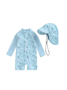 Conjunto <span class=keywords><strong>de</strong></span> Traje <span class=keywords><strong>de</strong></span> <span class=keywords><strong>Baño</strong></span> <span class=keywords><strong>de</strong></span> una Pieza con Cremallera y Estampado <span class=keywords><strong>de</strong></span> Animales <span class=keywords><strong>de</strong></span> Dibujos Animados para Bebé 2026, Traje <span class=keywords><strong>de</strong></span> Surf con Gorra a Juego - Product Image 4