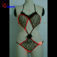 Mode rouge Laser lumineux dame soutien-gorge Sexy scène Costumes pour adultes chanteurs danseurs discothèque artistes et salle de bal porte