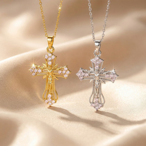 Kalung Kristal Zirkon Tembaga Model Fashion Viral Lintas Negara untuk Wanita, Perhiasan Rantai Klavikula Mewah Unik Anti Luntur - Product Image 1