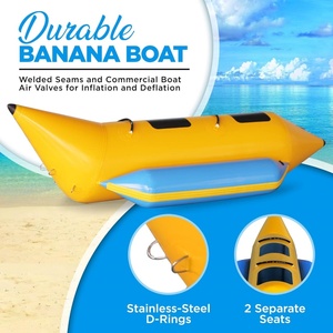 Bateau gonflable en PVC en forme de banane, 125,9*49,2*35,4 pouces, tube tractable pour deux personnes, pour s'amuser en été à la piscine ou à la plage - Product Image 3
