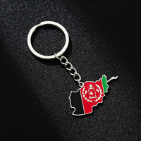 Vente en gros d'accessoires décoratifs pendentif en métal drapeau afghan ordinaire carte forme porte-clés pour hommes et femmes