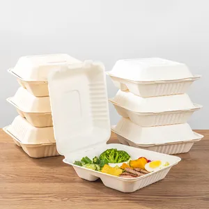 LOKYO Custom 2 3 compartment multipurpose to go containers biodegradable pulp paper sugarcane food containers