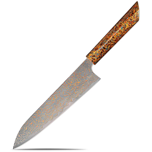 New 73-ply Two-color Copper Damascus Steel Kitchen Knife China Japan Traditional Lacquered Handle Sharp Slicing Meat Fish Knife