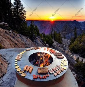 Placa de Cocción para Exteriores, Calentador de Leña, Parrilla de Carbón para <span class=keywords><strong>Barbacoa</strong></span>, <span class=keywords><strong>Chimenea</strong></span> de Acero Corten, Certificación CE, Altura Ajustable - Product Image 2