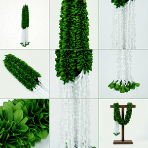 Guirnalda de Flores Artificiales Verdes y Blancas, Decorativa, Colgante, para Bodas, Festivales, Templos y Eventos - Product Image 6