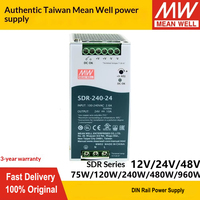 Alimentation à découpage sur rail DIN MEAN WELL série SDR 75W-960W 12V/24V/48V avec PFC pour l'automatisation industrielle et le contrôle de machines