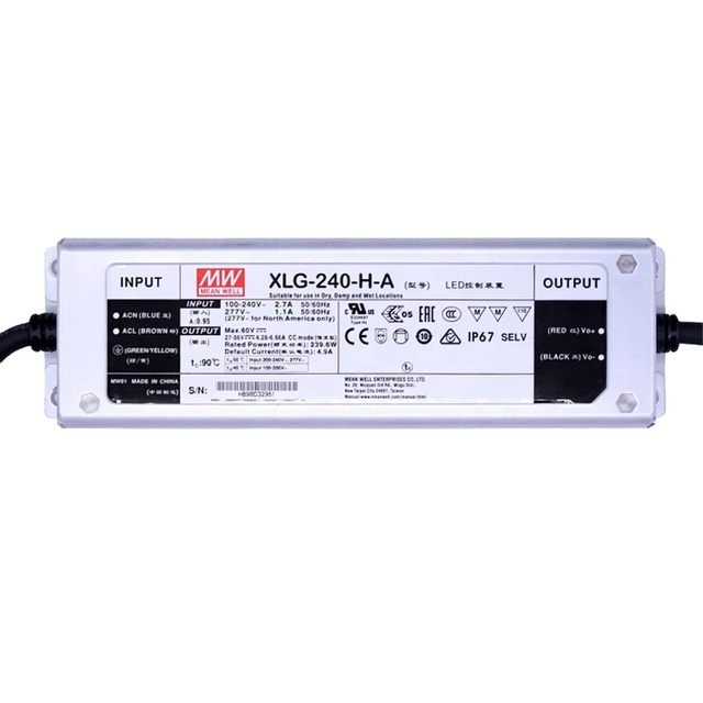 Original XLG-240-H-AB Dimmable 240W Constant Power LED Driver Switching Power Supply Adjustable Waterproof Metal Case