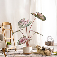 Arbre Bonsaï Caladium Artificiel en Plastique Écologique Léger Durable Résistant aux UV Haute Qualité Décoration Intérieure Permanente