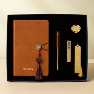 PU Leather Notebook Set with Wooden Pen Stand and Metal <b>Bookmark</b> Ideal for Bank and Insurance Gifts - Product Image 4
