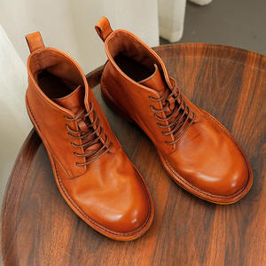 Mocassins pour hommes en cuir brun de haute qualité, fabriqués au Royaume-Uni, style rétro, cuir lavé, Goodyear Welted, lacets, brogues imperméables - Product Image 2