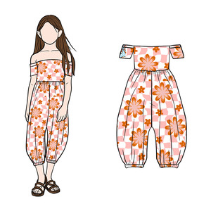 F2 3-7Días OEM/ODM Venta al por Mayor Mono de Bebé Niña con Estampado Personalizado y Hombros Descubiertos, Pantalones Largos - Product Image 3