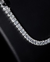 Collier tennis de luxe Hip Hop à deux rangs de diamants de laboratoire, taille rectangulaire VVS 8,5/10 mm, en or 9K 10K 14K 18K, bijoux unisexe