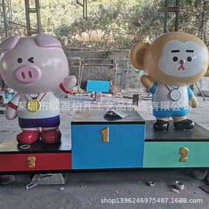 Escultura de resina de oso pardo y conejo de dibujos animados para montar en el suelo, decoración artística para escaparates y regalos de inauguración de casa. - Product Image 4