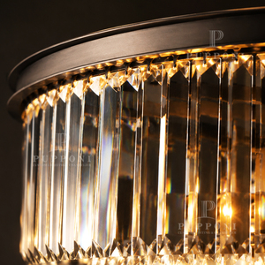 Lustre décoratif à plusieurs niveaux avec bande de cristaux droits pour la décoration de villa, hall d'escalier, duplex. - Product Image 3