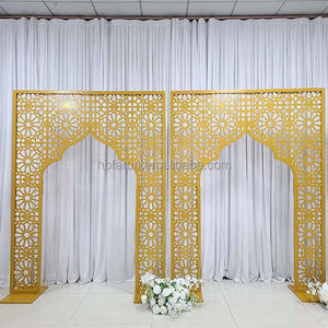 Furun fabrika oyma düğün kemer standı altın Metal zemin çiçek çerçeve düğün festivali olay dekor için - Product Image 2