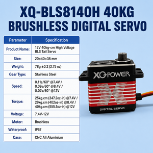 Servomoteur de direction pour <span class=keywords><strong>hélicoptère</strong></span> RC XQ-BLS8140H 40kg Brushless Numérique Étanche Haute Tension Engrenage en Acier Inoxydable Aluminium CNC 12V - Product Image 6