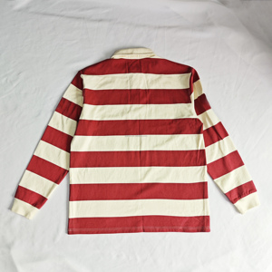 Polo personalizado de alta calidad, camiseta <span class=keywords><strong>a</strong></span> <span class=keywords><strong>rayas</strong></span> de manga larga de gran tamaño y peso pesado, camiseta Polo de Rugby para hombres - Product Image 6