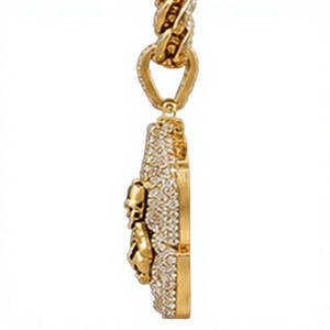 Hip Hop Baguette Pendant Necklace 14K Gold Plated Diamond Inlaid Letter Charm Collar <b>Chain</b> Custom Name Men's Jewelry Gift - Product Image 3