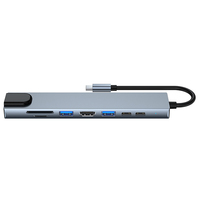 Hub USB-C 8 ports avec vidéo 4K 60Hz, Ethernet 3.0, PD 100W, station de charge et station d'accueil en alliage d'aluminium - En stock