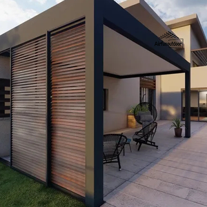 Pergola a LED Gazebo in alluminio PVC con feritoia eco-friendly antivento protezione UV bioclimatica verniciato a polvere libero <span class=keywords><strong>giardino</strong></span> - Product Image 2