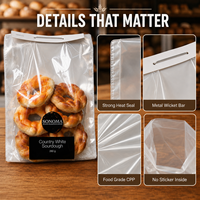 Sacs à pain transparents en CPP avec logo personnalisé, emballage plastique pour boulangerie, pour le stockage et la présentation du pain