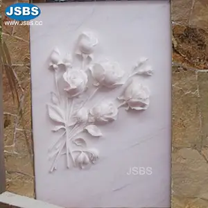 सुंदर गुलाब का फूल पत्थर की दीवार राहत सफेद संगमरमर पर नक्काशी मूर्तिकला सजावट