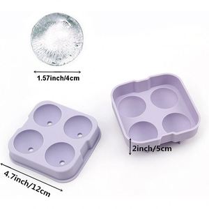 4 Grid Ice Ball <b>Makers</b>, Reusable 1.57 Inch Silicone Ice Cube Trays, Easy Release Silicone Round Sphere Ice Cube Mold with Funnel - Product Image 3