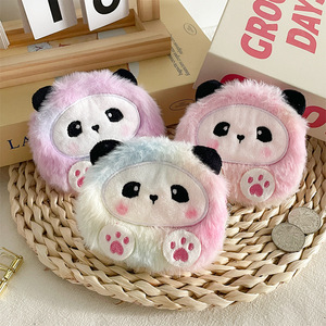 Factory-Direct <b>Cute</b> Bear Panda 3D DIY Plush Polyester Short Waterproof Coin <b>Purse</b> Multi-Function Storage Bag Keychain Pendant - Product Image 1