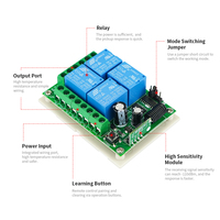 433Mhz Télécommande universelle sans fil DC 12V 10Amp 4CH Relais Récepteur et émetteur pour Garage \ Porte \ Moteur \ Rideau \ LED