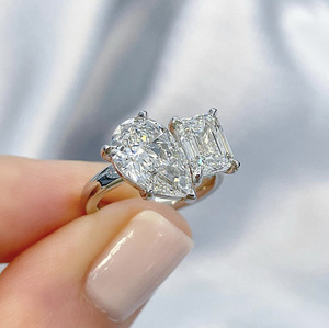 Bague de fiançailles personnalisée 0,5/1/1,5/2 carats en or massif 10k/14k avec diamant de laboratoire taille poire CVD certifié IGI, sertissage griffe pour femme - Product Image 1