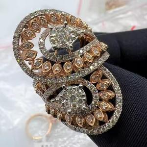 Luxueuse bague de fiançailles en diamant véritable 14K 18K or massif certifié tiers coupe brillante intemporel fait à la main bague de mariée cadeau - Product Image 3