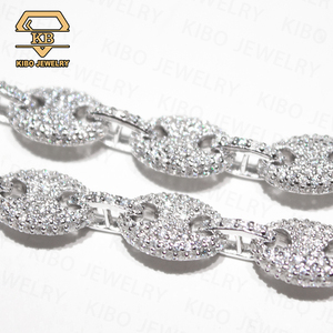 Pulsera <span class=keywords><strong>Kibo</strong></span> Modelo 010401 con Certificación GRA, Chapada en Rodio, Plata de Ley 925, con Incrustaciones de Moissanita Color D, Cadena Cubana - Product Image 3