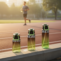 Bouteille d'eau de sport portable réutilisable et sûre avec couvercle rabattable, en plastique dégradé, étanche, pour le cyclisme et l'escalade en extérieur, personnalisable