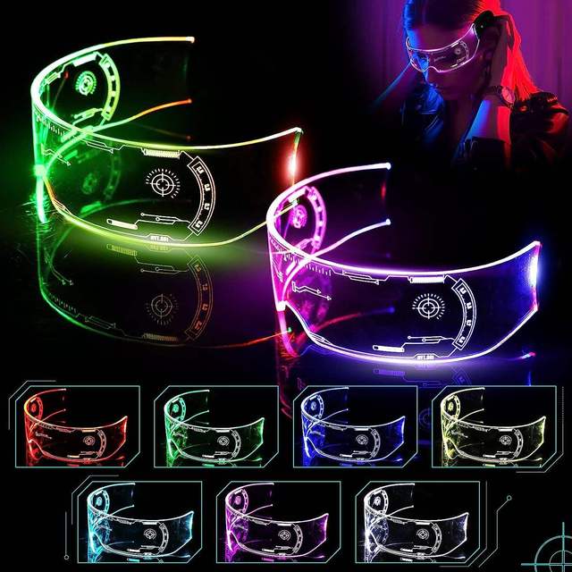 OEM Funny Creative Technology Futuristic Cyberpunk Flashing Sunglasses LED Light up Glasses for Punk Rave Party Festival