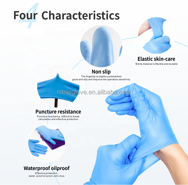 Nitrile Disposable Examination Powder Free Gloves For Doctor Use