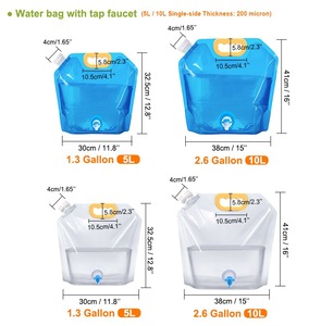 5L/10L 1.3/2.6Gallon Outdoor <b>Stand</b> up Water Pouch Bag with Tap Valve for <b>Drinks</b> Juice & Beverage Storage BPA free - Product Image 2